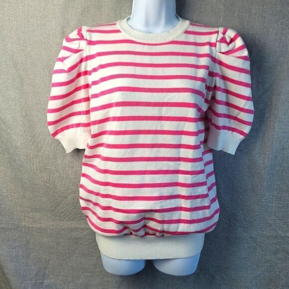 VINE & LOVE Puff Sleeve Striped Top - Picture 1 of 9
